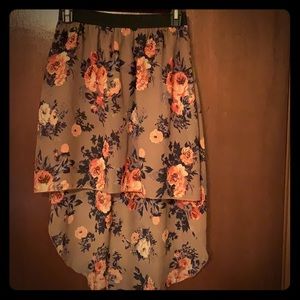 Floral High Low Skirt